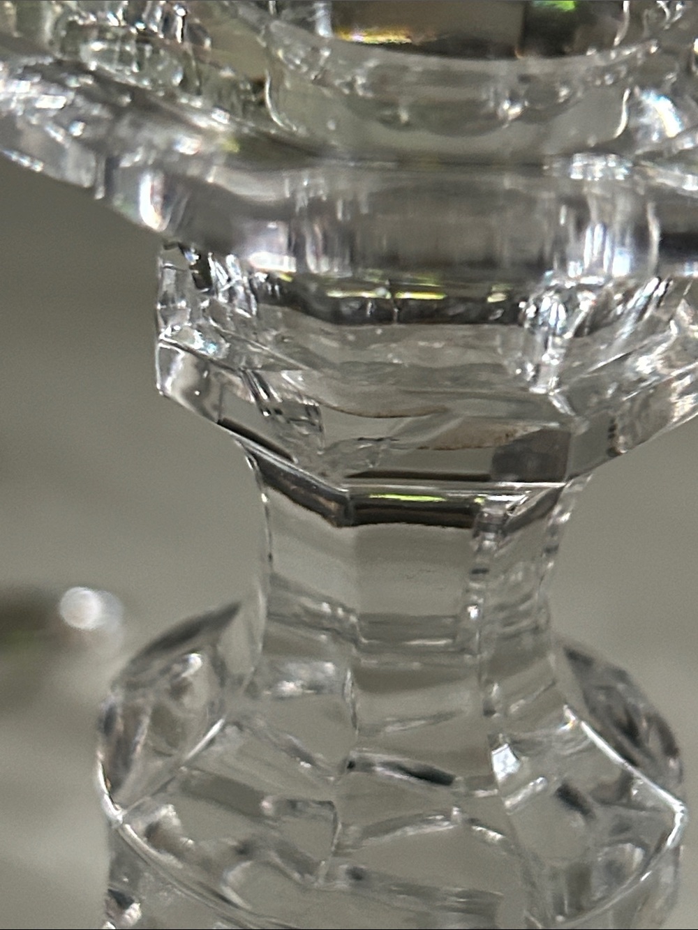 Cut Crystal Candle Holder with Teardrop Prisms - Clear - Picture 2 of 2